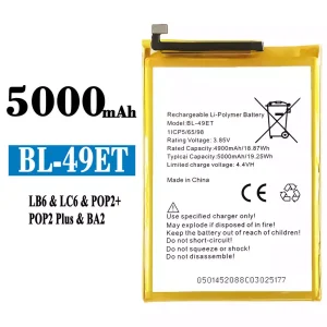 정품 배터리 BL-49ET 스마트폰 Tecno LB6 / LC6 / POP2+ / POP2 Plus /BA2
