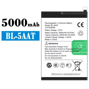 정품 배터리 BL-5AAT 스마트폰 Tecno