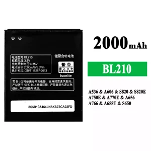 정품 배터리 BL210 스마트폰 Lenovo A536/A606/S820/S820E/A750E/A770E/A656/A766/A658T/S650