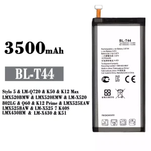 정품 배터리 BL-T44 스마트폰 LG Stylo 5 / K50 / K12 Max /Q60 / K12 Prime /LK51