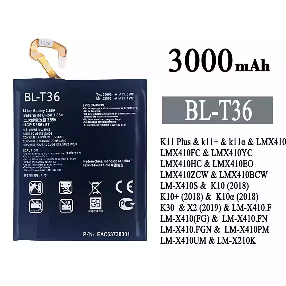 정품 배터리 BL-T36 스마트폰 LG K11 Plus /K10 / K10+