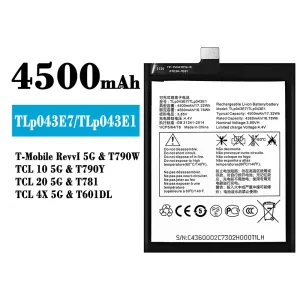 정품 배터리 TLP043E7/TLP043E1 스마트폰 Alcatel T-Mobile RevvI 5G/TCL 10 5G/TCL 20 5G/TCL 4X 5G
