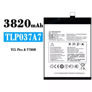 정품 배터리 TLP037A7 스마트폰 Alcatel TCL Plex/T780H