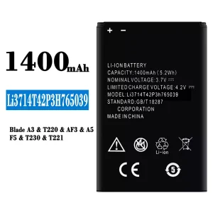 정품 배터리 Li3714T42P3H765039 스마트폰 ZTE Blade A3/T220/AF3/A5/F5/T230/T221