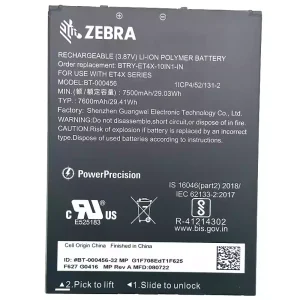 정품 배터리 ZEBRA BTRY-ET4X-10IN1-IN BT-000456